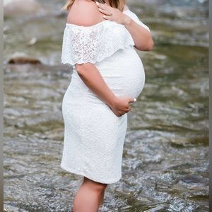 Pinkblush White Lace Maternity Dress